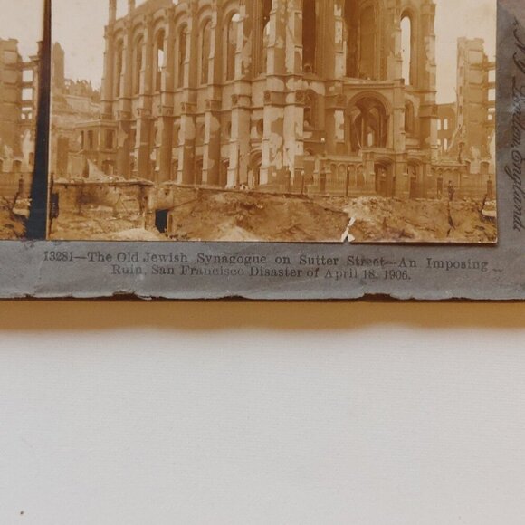 ANTIQUE Stereograph Card San Francisco after the Earthquake Old Jewish Synagogue - Picture 4 of 8